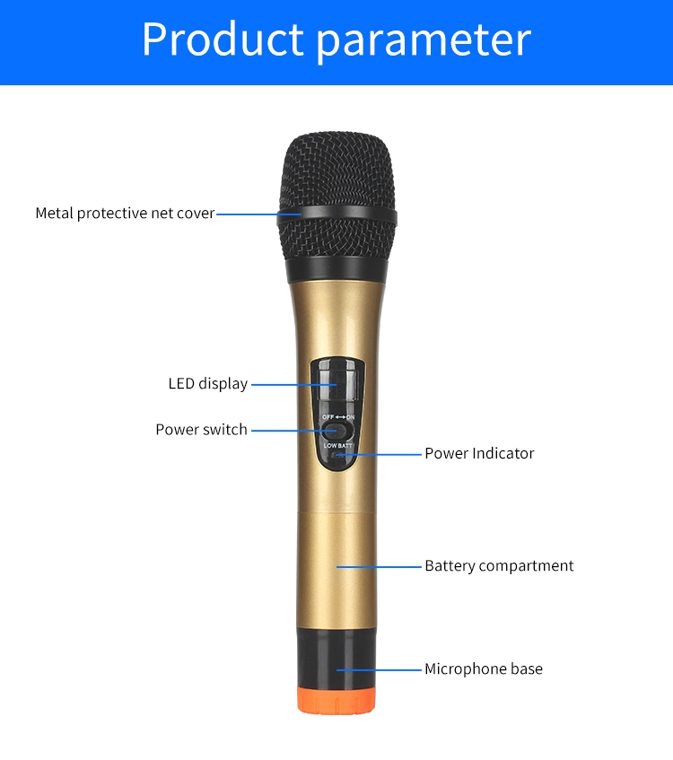 UHF VHF Wireless Microphone System High End Professional 2 Handheld Mic Studio Wireless Microphone