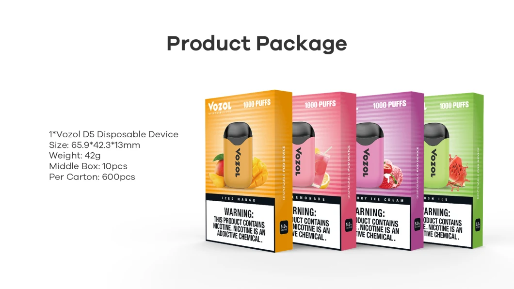Vozol Disposable High Quality India Market D5 Electronic Cigarette Disposable Vape