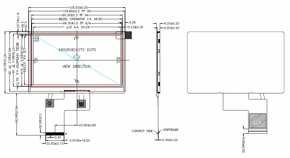 4.3 Inch High Quality 480 X 272 RGB Interface TFT LCD Module for Biometric Machine