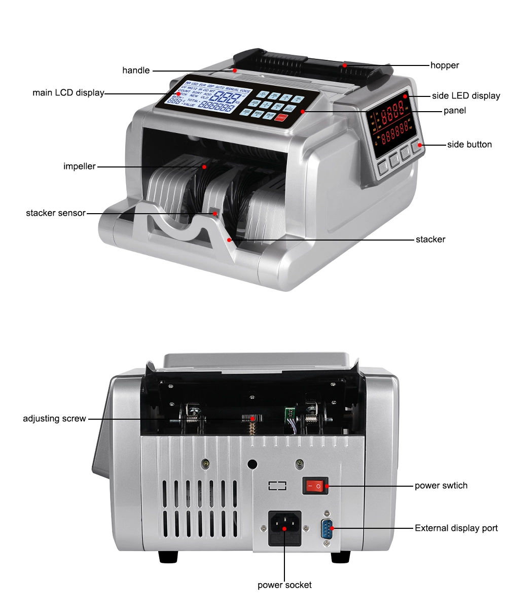 6900W Fast Money Counting Bill Counter Machine Bank Note Currency Counting Machine, Counter