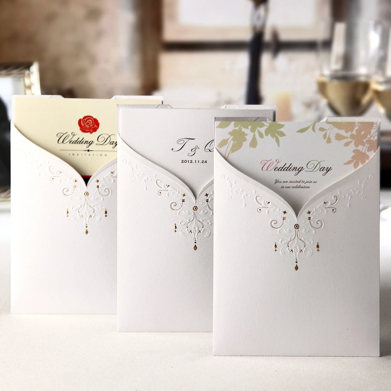 Custom Designs High Quality Laser Cut Wedding Invitation Card with Envelope / Invitation Kit