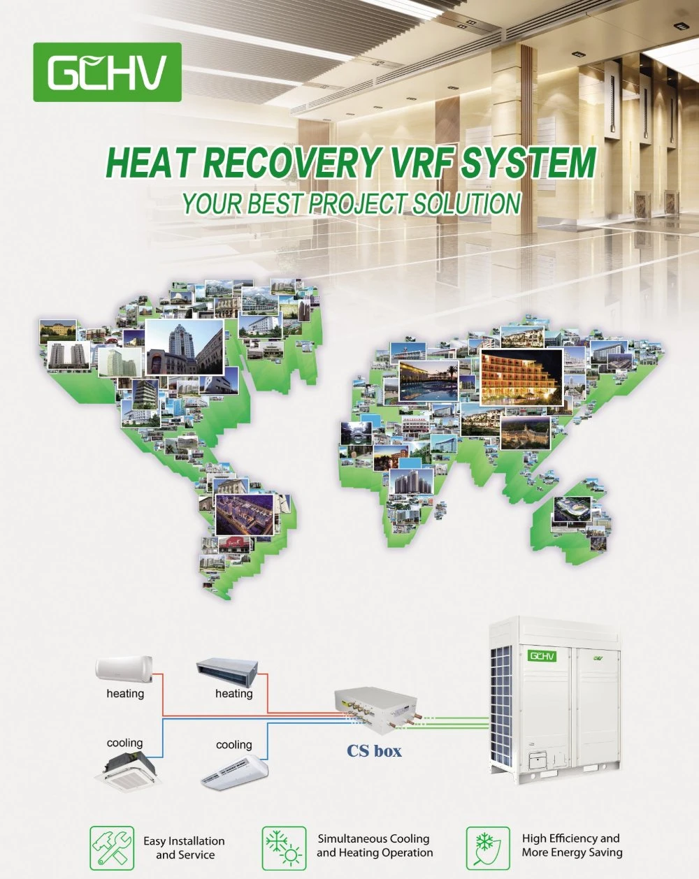 380V 50Hz 60Hz Heat Recovery R410A Inverter Vrf System Central Air Conditioner Vrf Vrv AC System