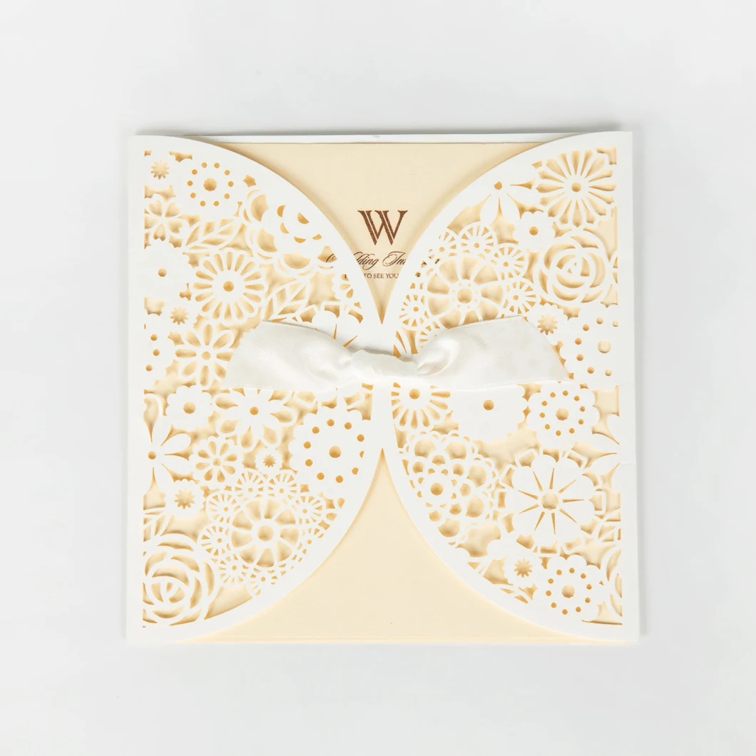 New Design Luxury Wedding Invitation Greeting Card Laser Cut Card with Sheet