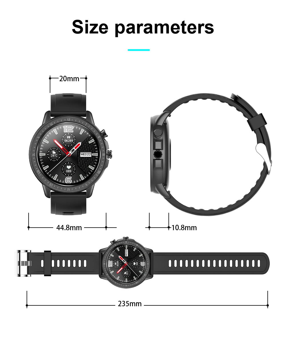 Waterproof IP67 Smartwatch Sport Steps Records Bracelet Smart Watch Heart Rate Monitor