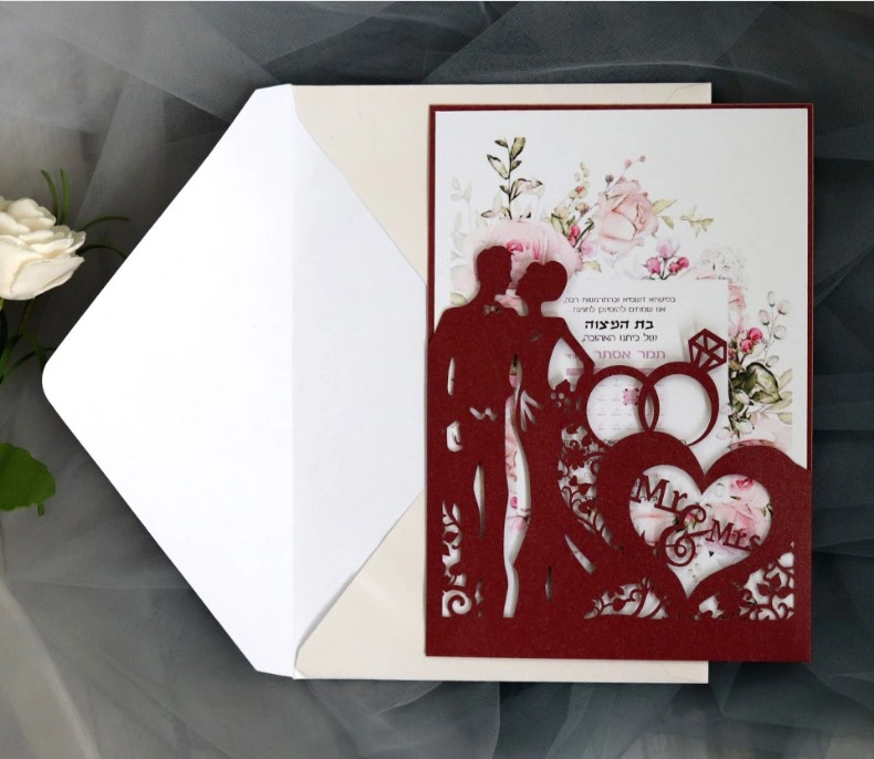 Heart Luxury Wedding Invitation with Hollow Laser Cut Invitation Card Party Invites