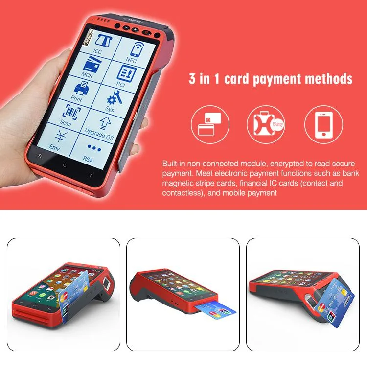 Barcode Scanner Magnetic IC NFC Card Portable Biometric POS Machine with Fingerprint Reader (HCC-Z100C)