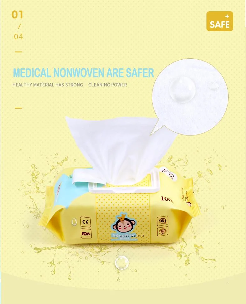 Disposable Personalized China Supplier OEM Custom Baby Wipes 120 Count with Plastic Lid