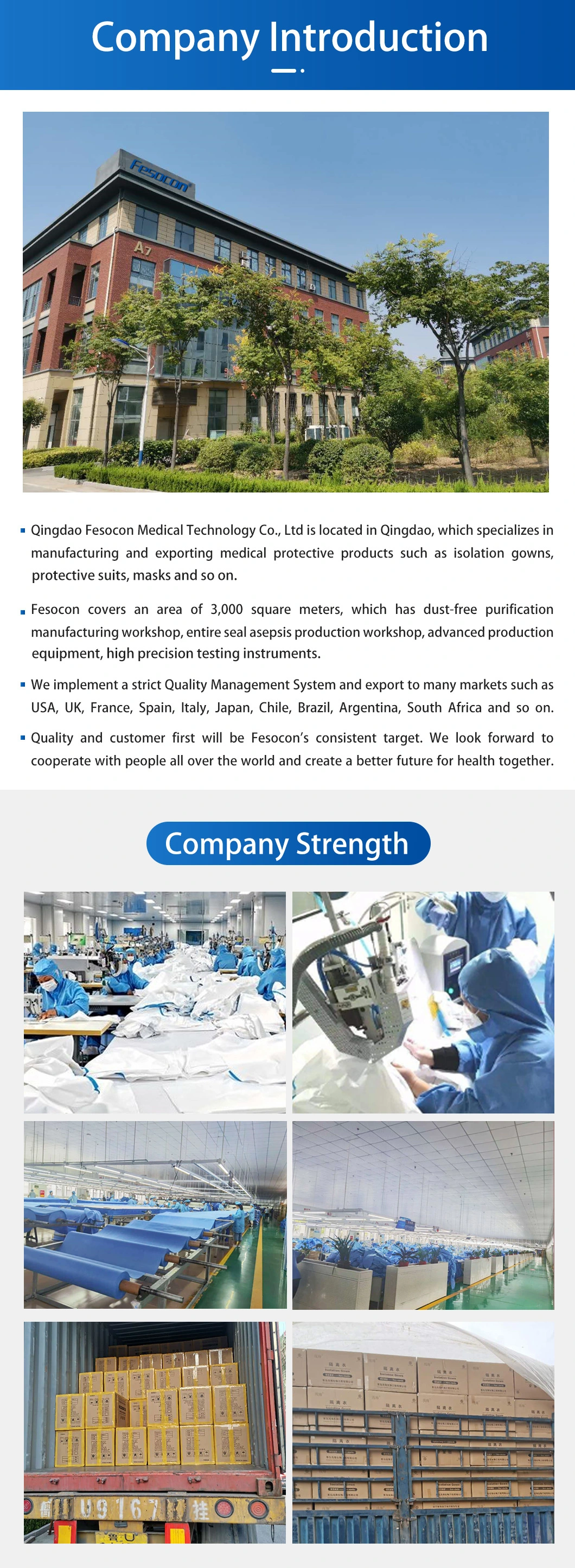Factory FDA Registration Non Woven Disposable White Hooded Isolation Gown