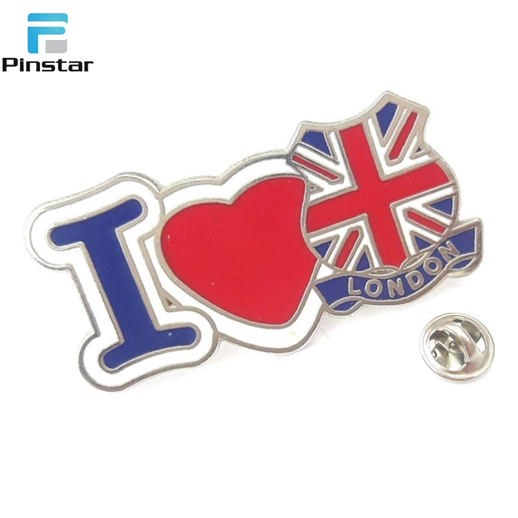 High Quality Custom Souvenir I Love London with Union Jack Custom Made Badge