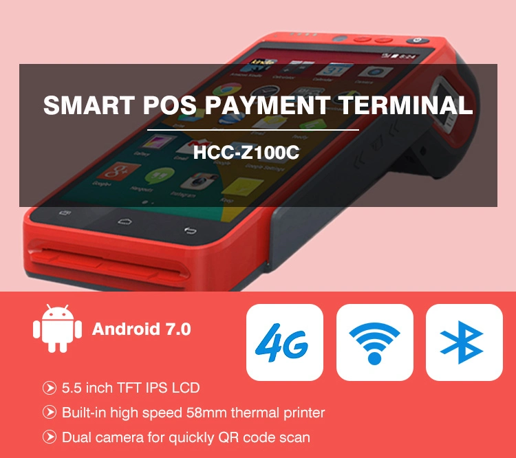 Barcode Scanner Magnetic IC NFC Card Portable Biometric POS Machine with Fingerprint Reader (HCC-Z100C)