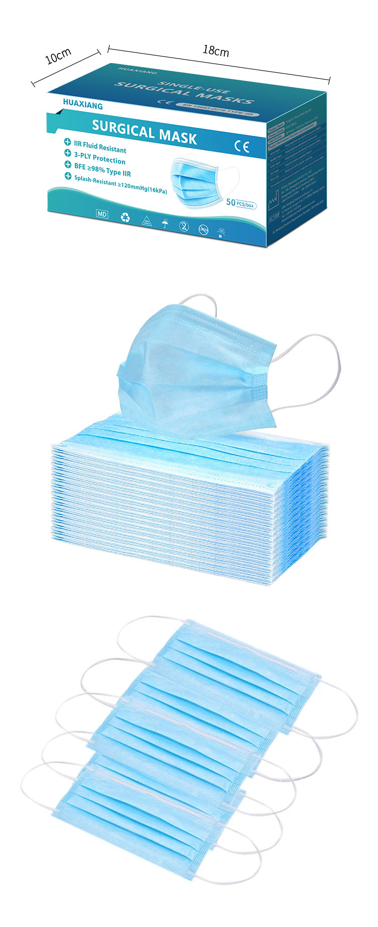 Disposable Surgical Face Mask for Medical Operation Room and Environment with Registration Type2r with Ce Registration