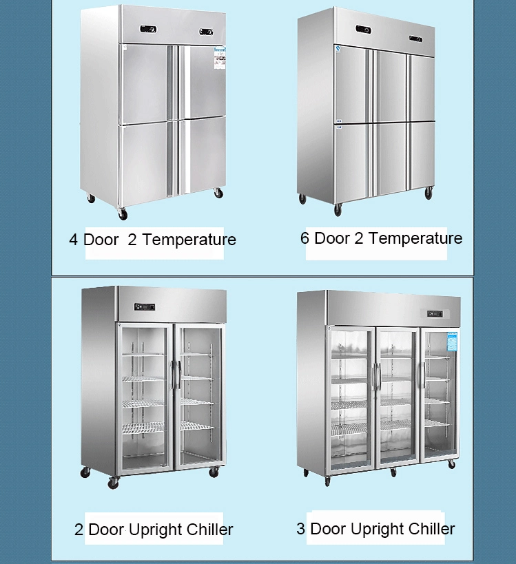 Commercial Restaurant 2 Door 4 Door 6 Door Vertical Refrigerator and Freezer Fridge