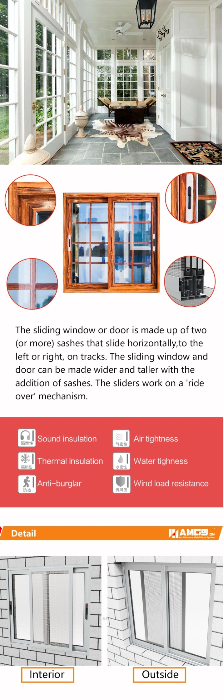 Popular Style Aluminum Sliding Window in China|3 Sliding Window