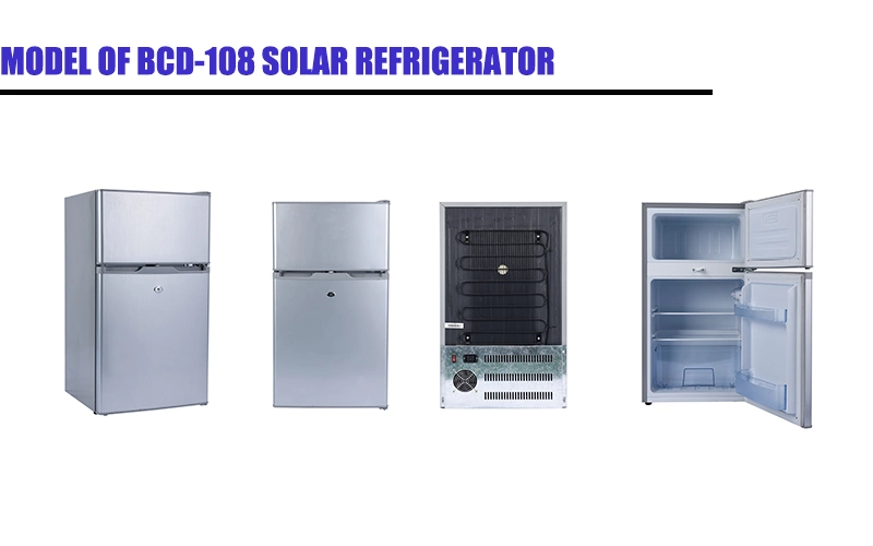 3.8 Cu. FT Silver Double Door DC Fresh Bottom Refrigerator Interior Light Solar Fridge