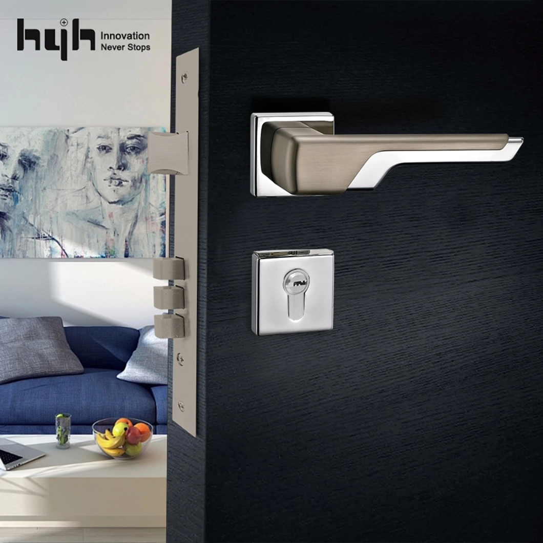 Hyh Key Brush Gold Internal Lock Door Handle, Door Handle Set with Lock