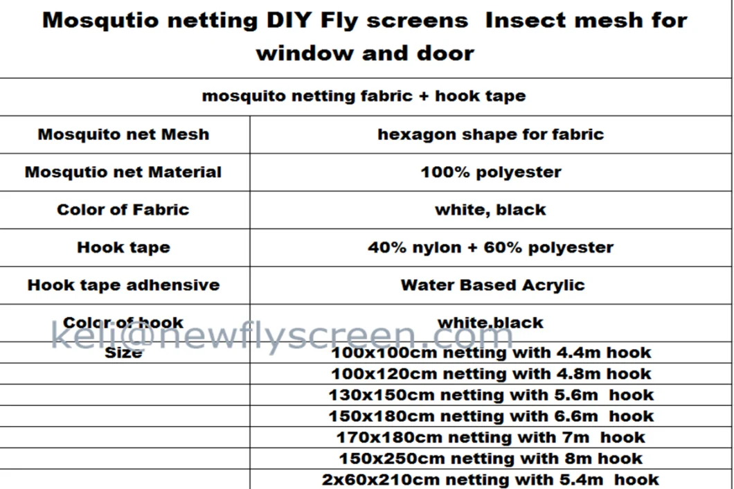 DIY Window Net Fly Screens Polyester Mosqutio Netting Velcro Tape