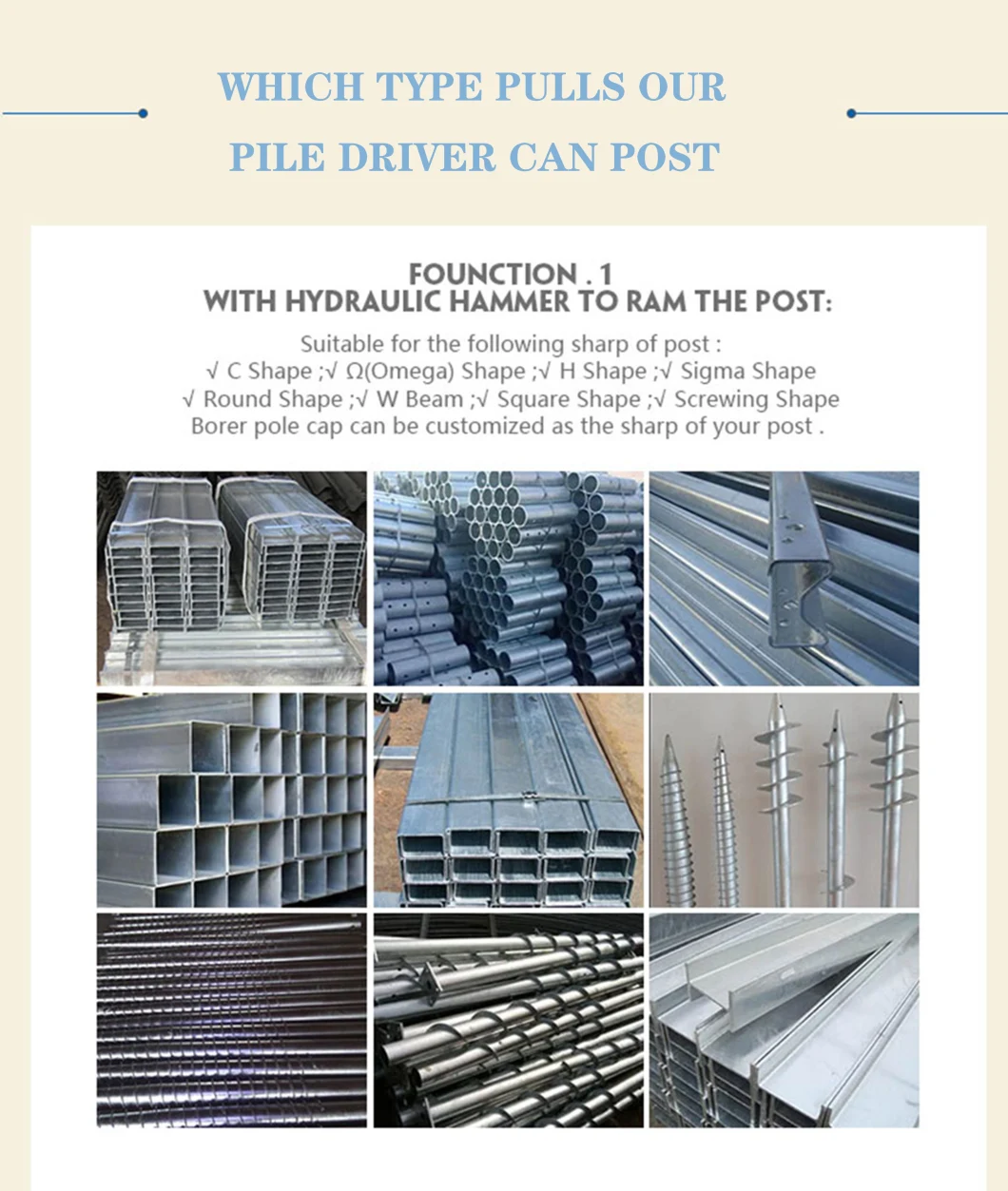 Hydraulic Guardrail Pile Driver for Square/Round Columns Pile Pile Ramming