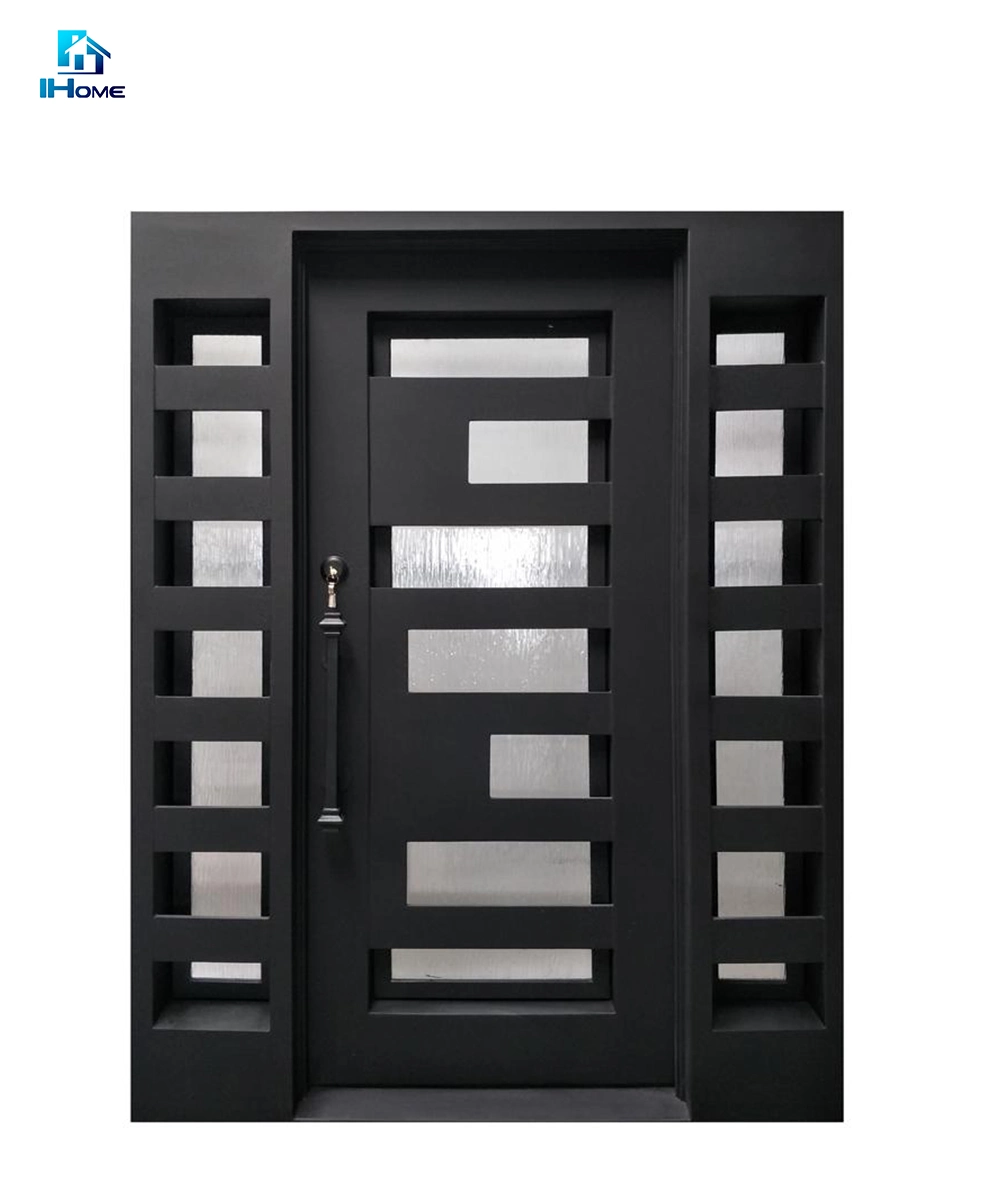 Flat Wrought Iron Entry Doors, Single & Double Exterior Iron Front Doors