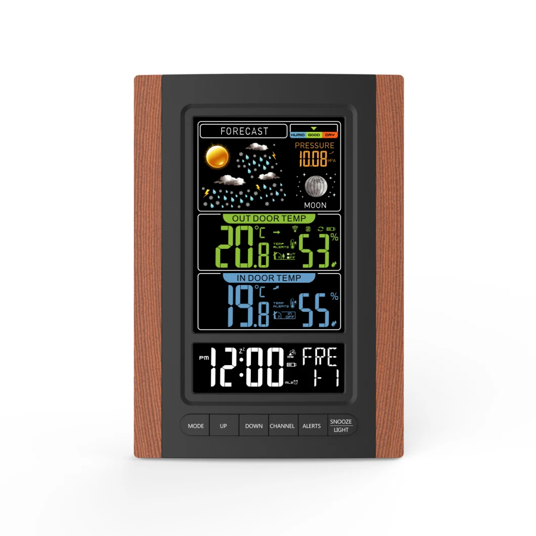 Wireless Color LCD Display Weather Stations, Weather Barometer Thermometer Hygrometer Clock