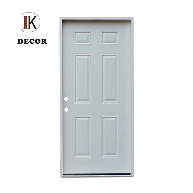 6 Panel 6 Lite Entry Metal Steel Door with Pine Wood Door Jamb