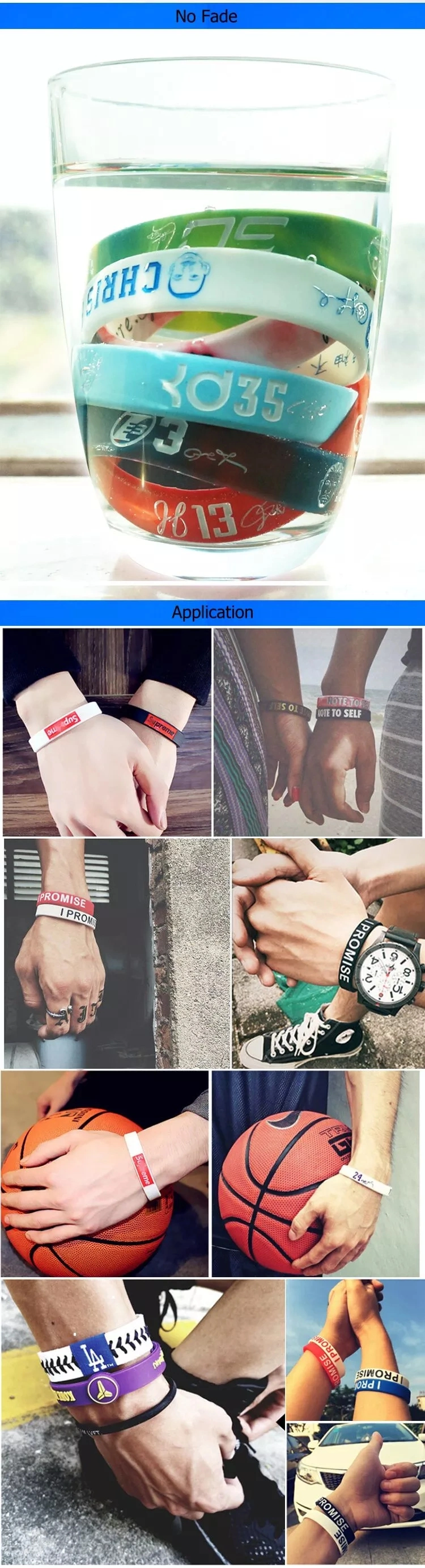 Customized Sports Ring 3 Layers Tricolors Bands Strips Rubber Wristband Country Flag Silicone Bracelet