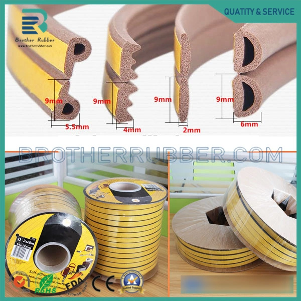 E Shape EPDM Extruded Self-Adhesive Seal Strip Aluminium Window Glass Rubber Door Seals Tape