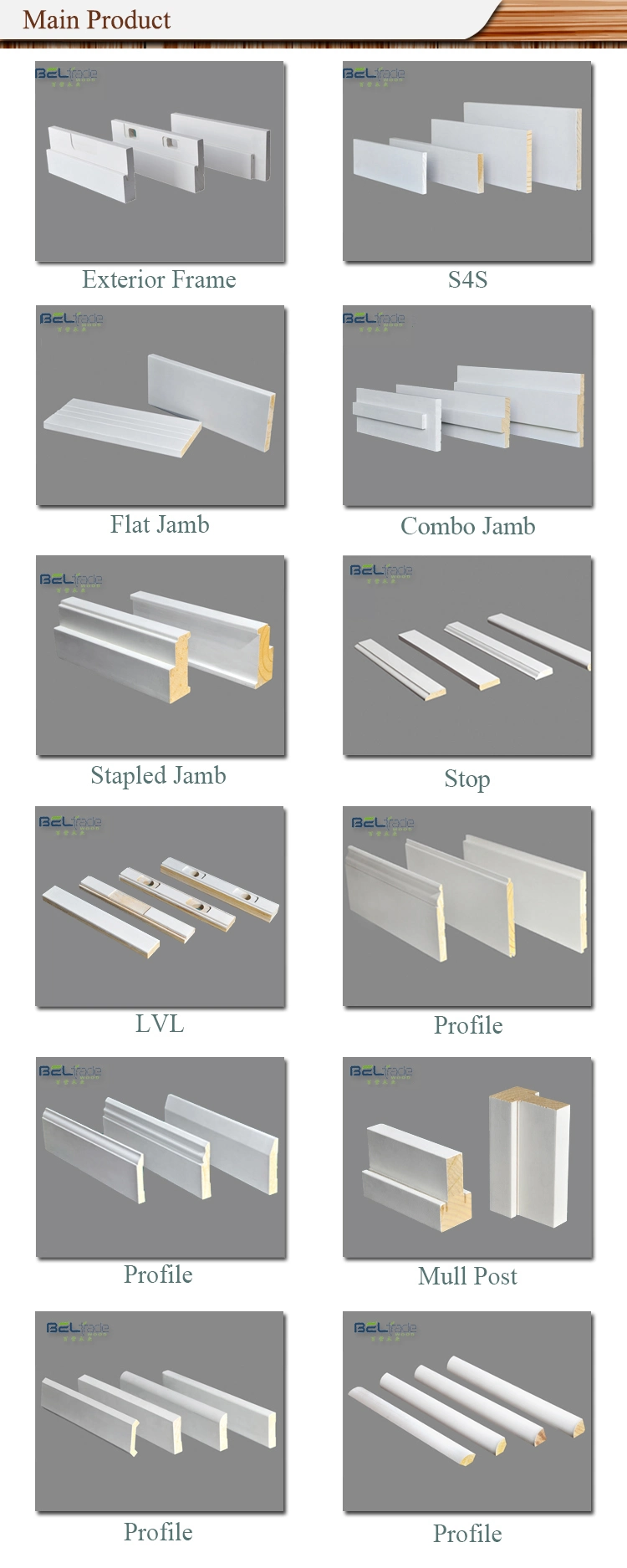 Decorative White Gesso Primed Finger Joint Radiata Pine LVL Wood Flat Jamb Door Jamb Door Window Frame Reveal Moulding