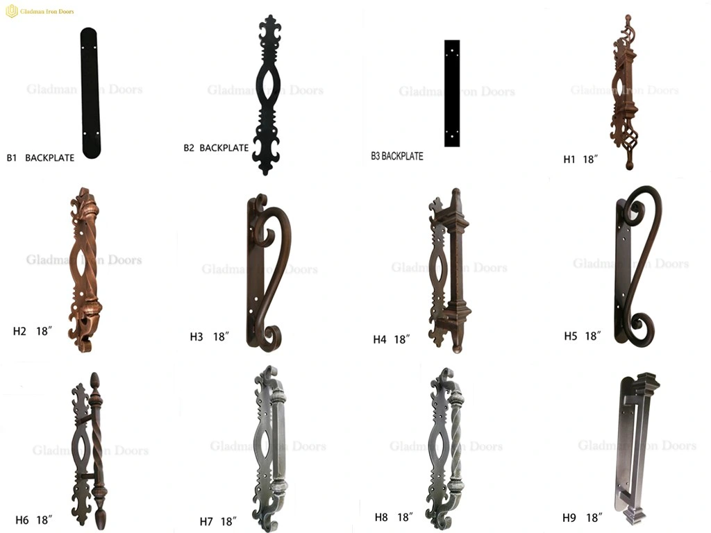 Arched Top Iron Clavos Door Design Weather Strip Insulation and Solid Iron Front Door Frame