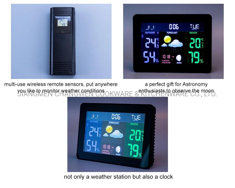 LCD Display Weather Station Alarm Clock for Indoor Outdoor Temperature Humidity
