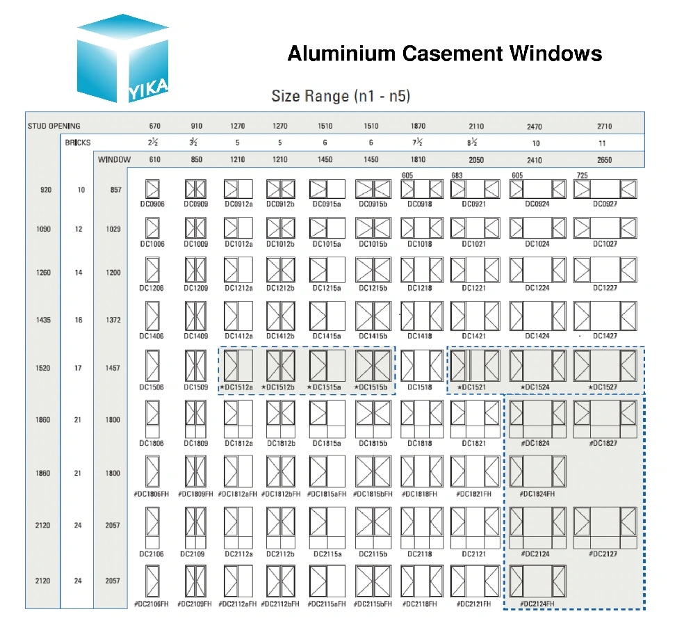 Heat Insulation Thermal Break Aluminum Casement Window for Bay Window