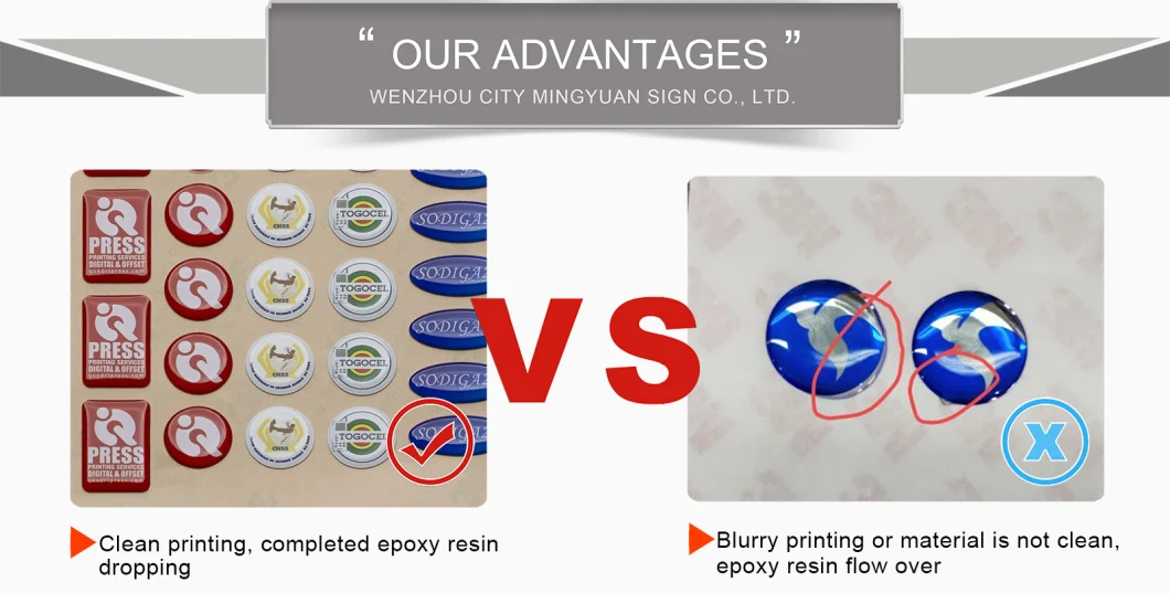 Custom Waterproof 3m Adhesive Round Adhesive Printing Clear Epoxy Stickers