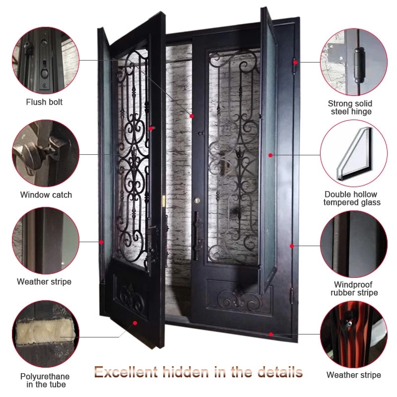 Customized Wrought Iron Door Double Front Entry Security Door