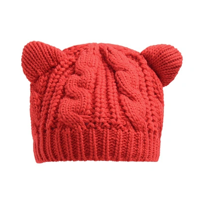 2020 Autumn Wool Beret Mahua Winter Cat-Ear-Shaped Wool Hat Knitted Hat Warm Hat