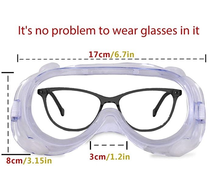 Rescare Splash Safety Glasses High Impact Resistance Glasses with Adjustable White Strap