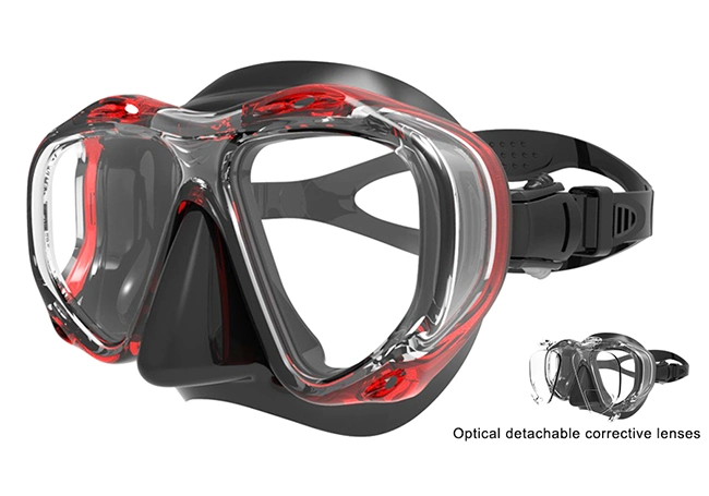4 Lens Diving Mask Customized Logo Tempered Glasses Silicone Strap