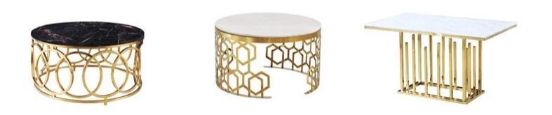 Round Metal Golden Round Accent Coffee Table with Marble Top