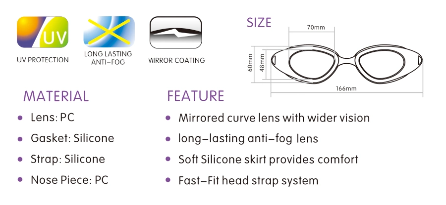BSCI Certificated Swimming Eye Wear UV400 PC Lens Swimming Glasses Anti-Fog Swim Goggles