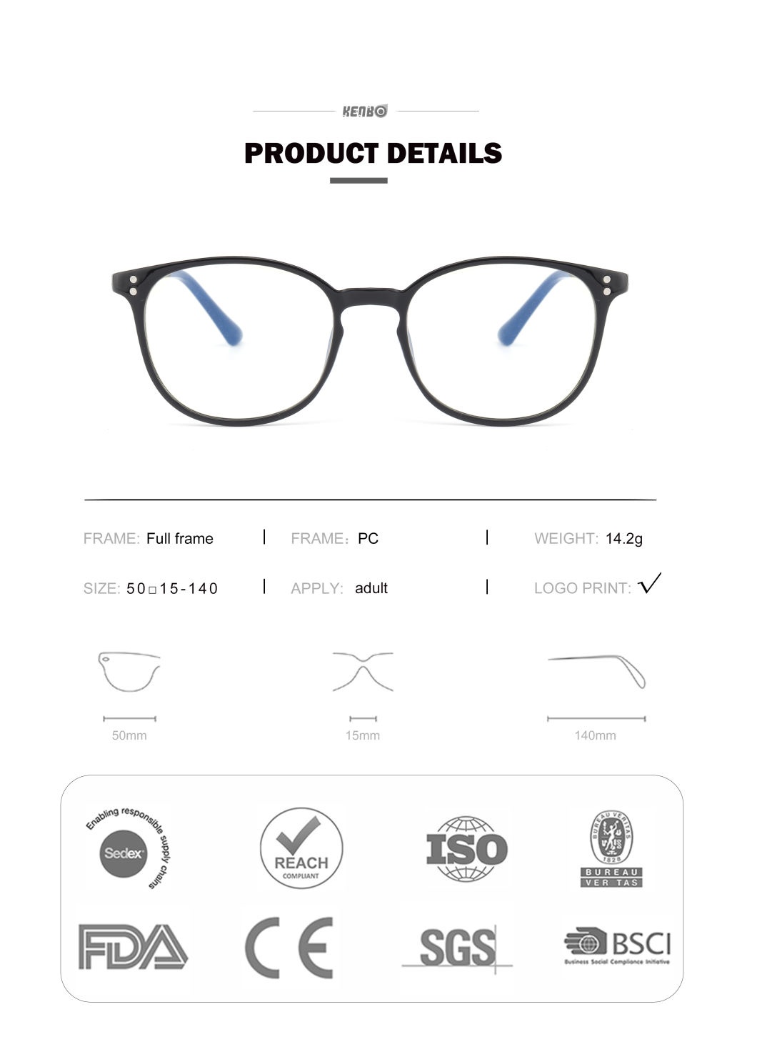 Kenbo 2020 New Arrivals Sports Blue Light Blocking Optical Frame with Anti-Blue Lens Presbyopic Glasses