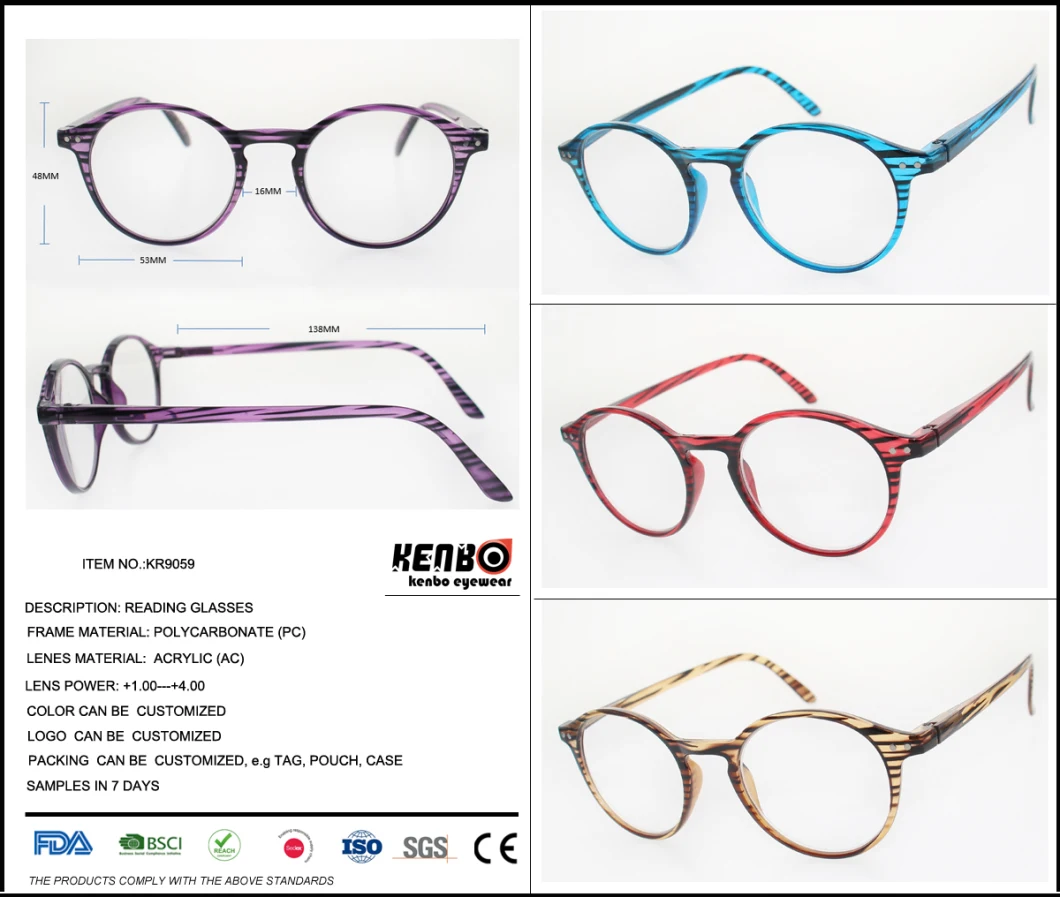 2020 New Fashion Round Reading Glasses with Magnifying Lens Low Price, Kr9059