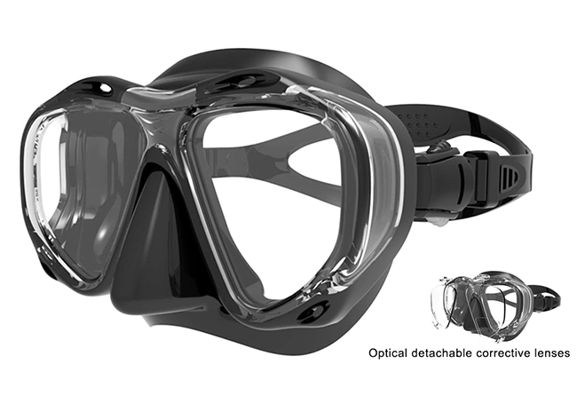 4 Lens Diving Mask Customized Logo Tempered Glasses Silicone Strap