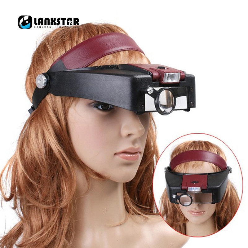 New Design Acrylic Resin Adjustable 10 Times Lens Loupe LED Light Jewel Repair Magnify Glasses