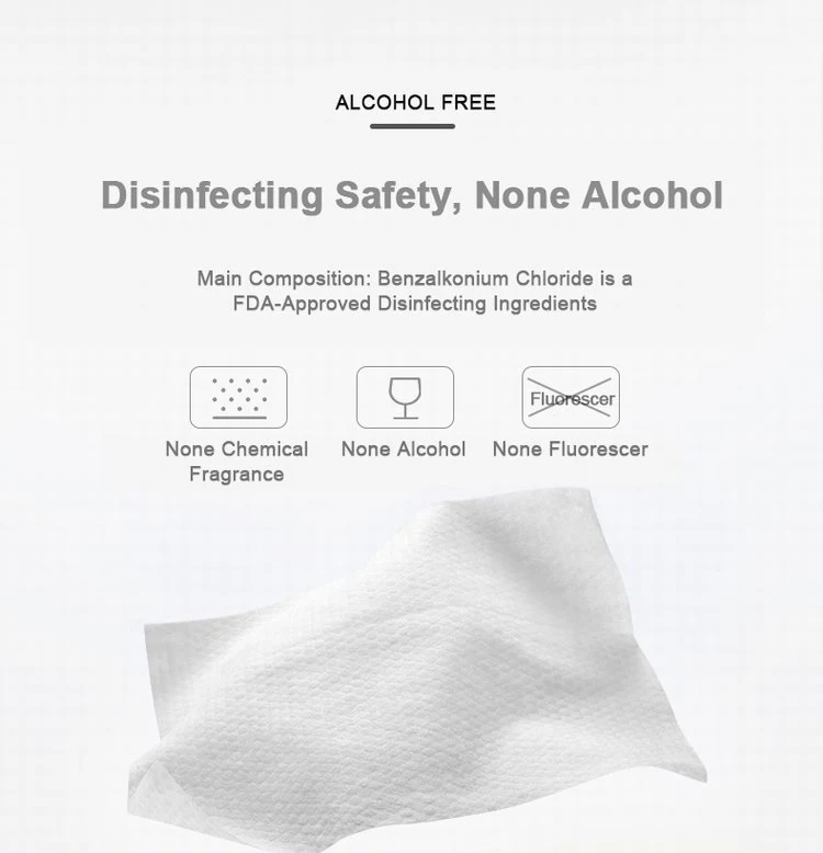 Hygiene Biodegradable Alcohol-Free Anitbacterial Isopropanol Hospital Medical Grade Wet Wipe