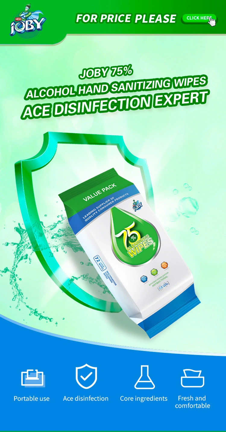 Anti-Bacterial Disinfectant Wet Wipes in Canister Kill 99.9% Germs Muti-Purpose Medical 75% Alcohol Wipes