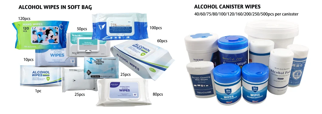 Factory Price 75% Alcohol Wipes Sanitizing Wipes Protective Antibacterial Disinfectant Alcohol Wet Wipes with EPA