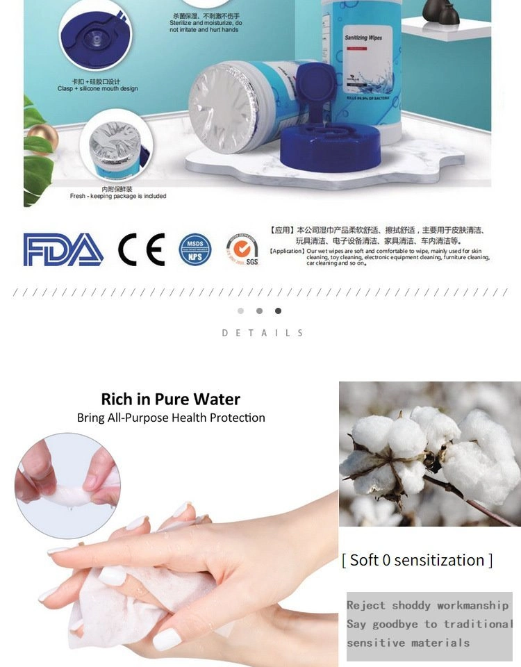 Factory Manufacture Hot Sale Alcohol Sanitizing Wet Wipe Kill 99.9% Bacteria Anti-Virus 75% Alcohol Wipes Cleaning Dry/Wet Wipes Customized for Requirement