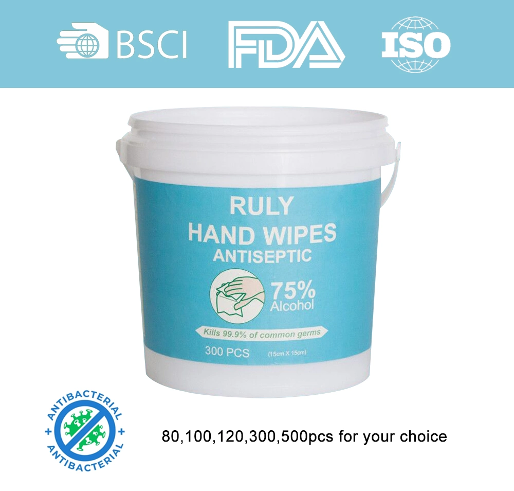 Manufacturer Container Cleaning Nonwoven Dispenser Push Clean 75% Alcoholic Bucket Wet Wipes with Logo