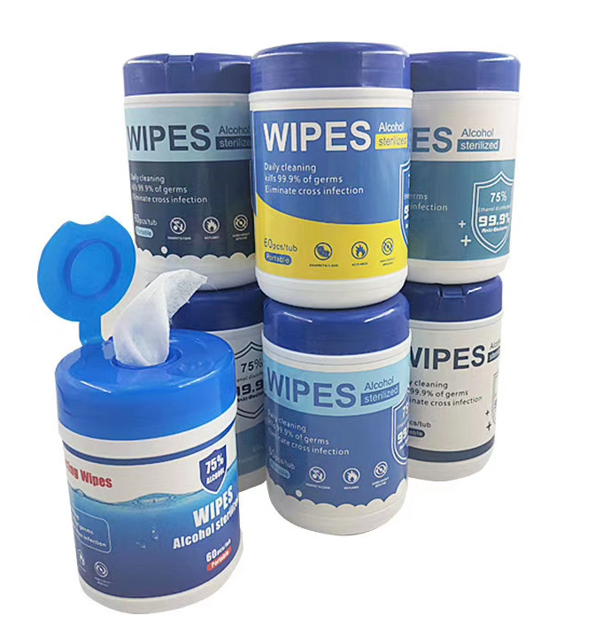 1 Bottle 60PCS 75% Alcohol Wet Wipes Disinfectant Wipes Portable Hand Alcohol Wipes Towel