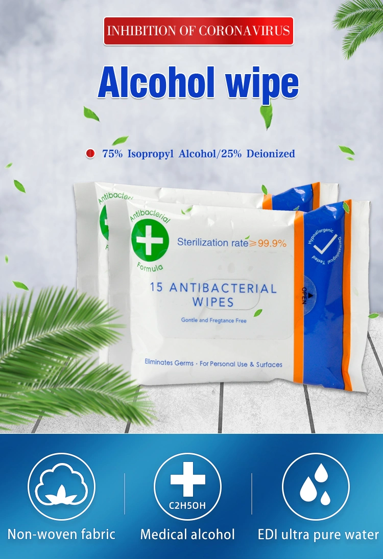 15PCS Alcohol Non-Woven Wipes Disposable Cleansing