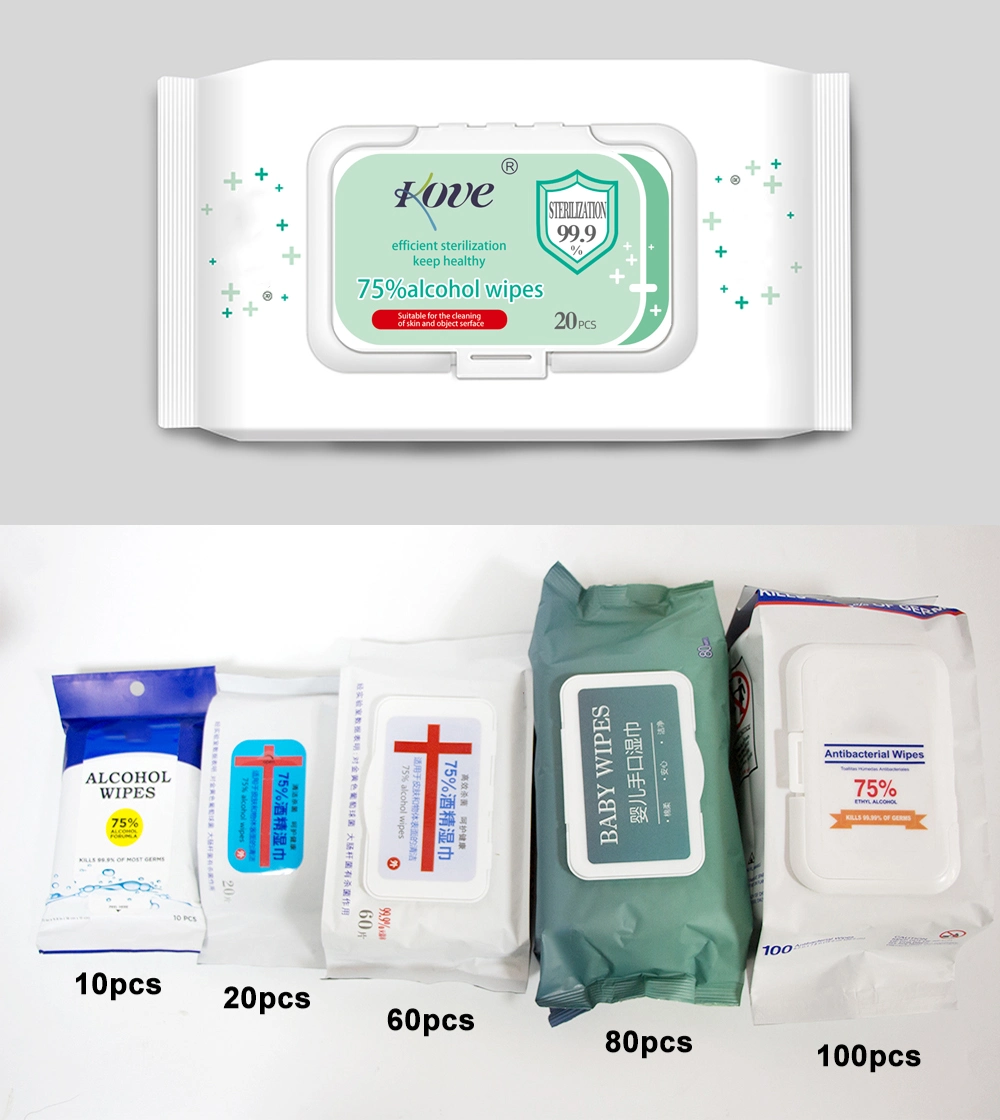 Customized Brand Logo Antibacterial Wipes Kill Germs Disinfectant Cleaning Wet Wipes