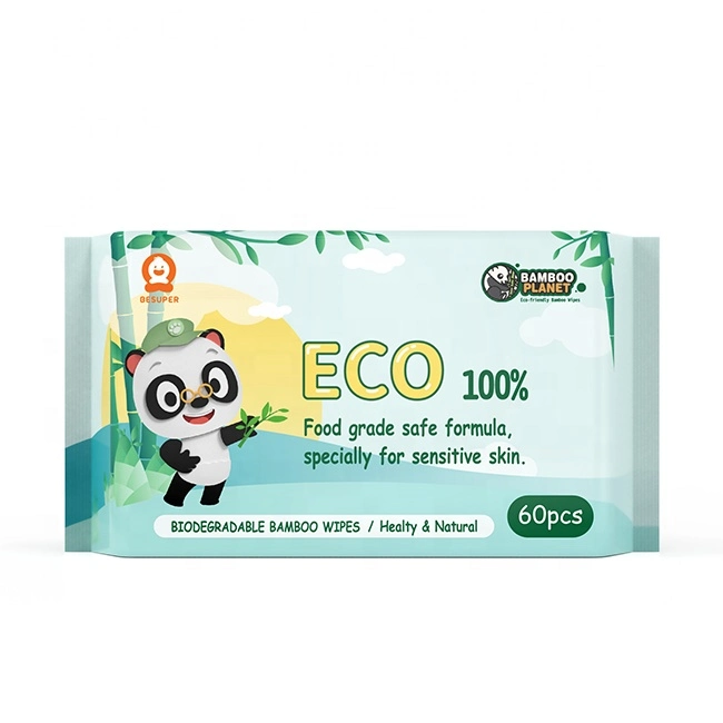 100% Organic Biodegradable Bamboo Fabric OEM ODM Labels Baby Wet Wipes Wet Towelettes